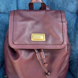 Marc By Marc Jacob’s Wine Purple Leather Workwear Backpack Gold sturdy hardware
